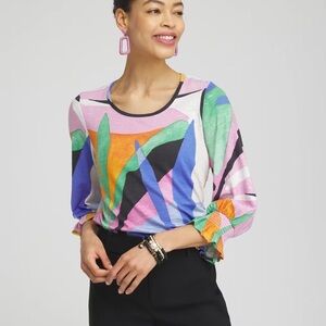 Chico's Multicolor Abstract Blouse